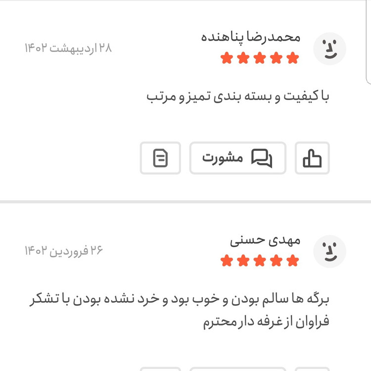 برگ بو اعلا 25 گرمی اعتماد درشت و سبز و تازه و سالم