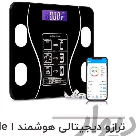 ترازو وزن کشی هوشمند بلوتوثی کمری با گارانتی1ساله دیجیتال دماسنج دار35در35شیشه 8میل 180کیلوگرم اتصال به اندروید و ایفون