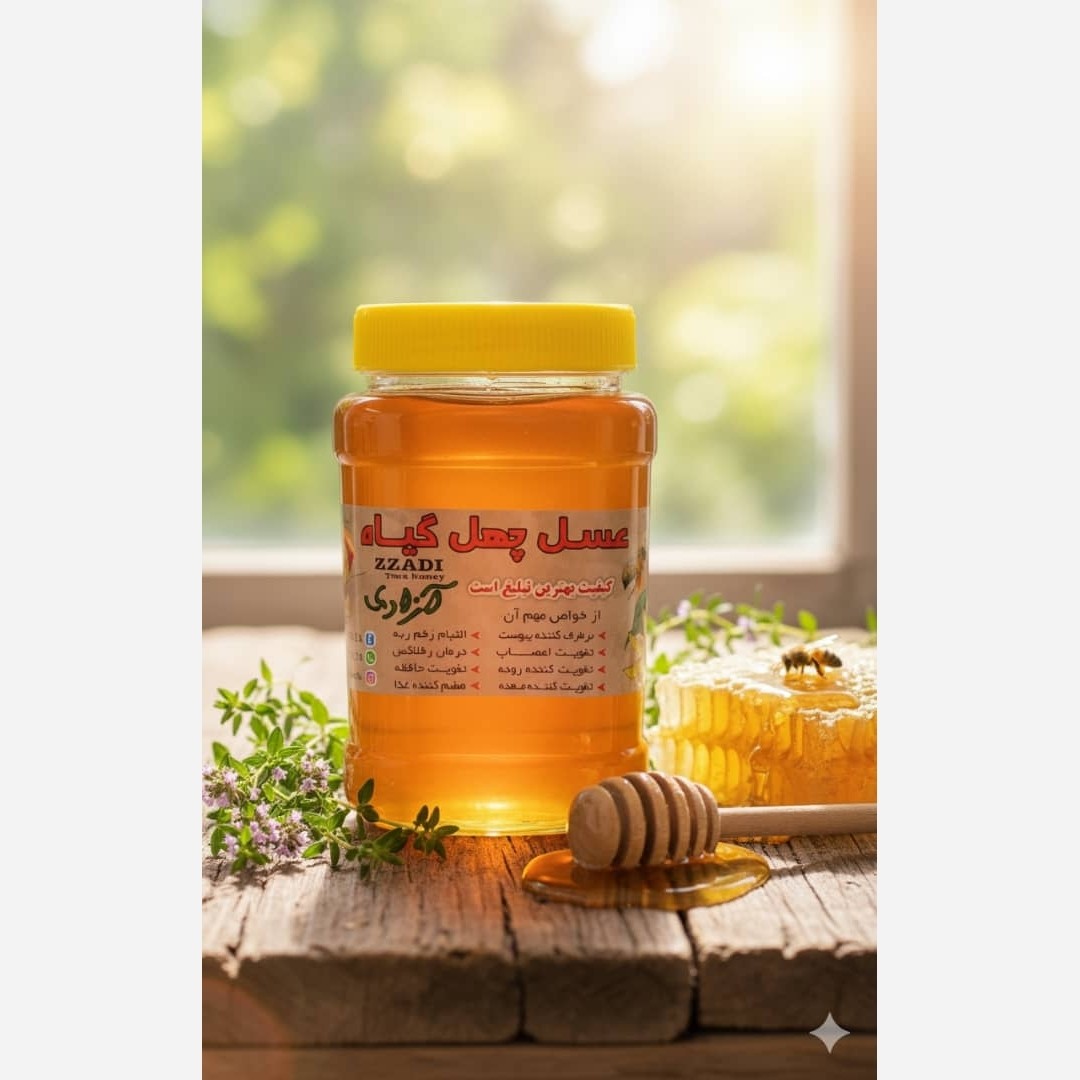 عسل طبیعی چهل گیاه خوش طعم مستقیم از زنبوردار برداشت 1405((پلمپ شده و بهداشتی))