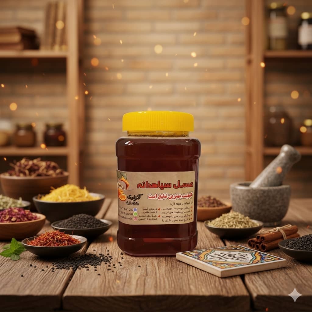 عسل سیاه دانه طبیعی خوش طعم مستقیم از زنبوردار یک کیلو گرم برداشت 1405 ** پلمپ شده و بهداشتی **