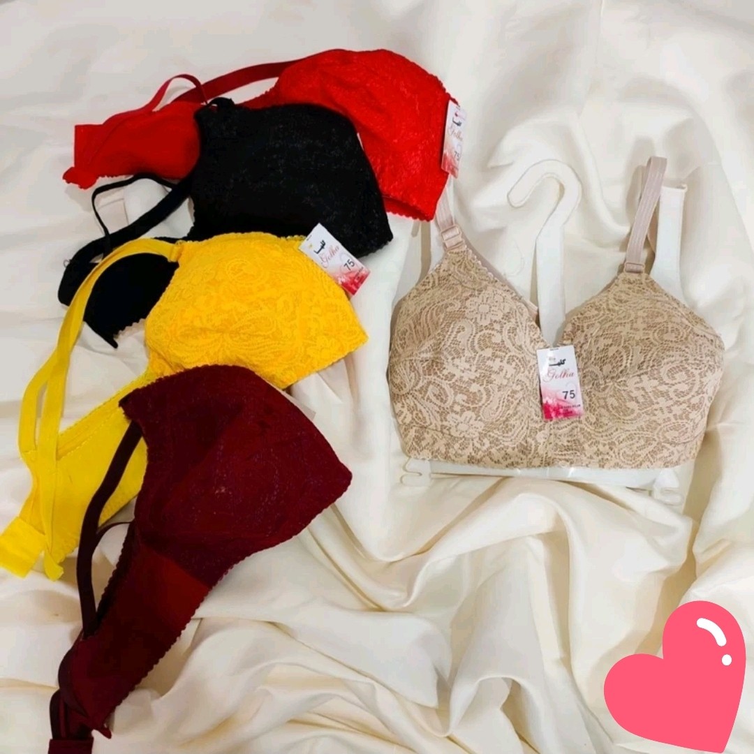 سوتین کش پهن و کش باریک گیپور آستردار زیر بافتینه سایز 75 تا 85