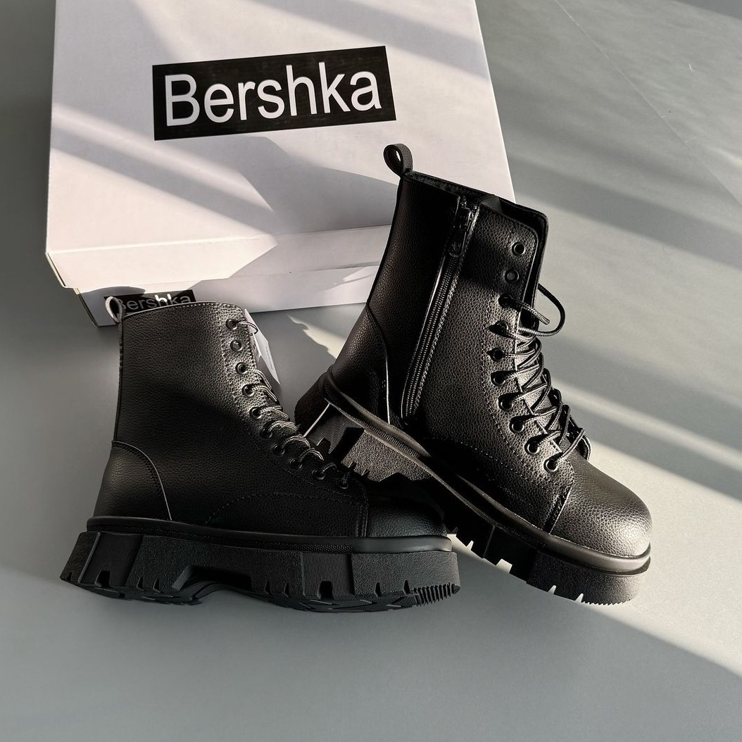 نیم بوت برشکا مردانه لژدار Breshka مشکی تمام مشکی و سفید