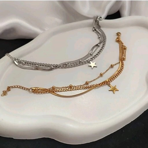 دستبند استیل 3 لاین ستاره
