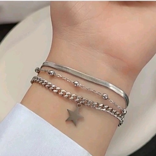 دستبند استیل 3 لاین ستاره