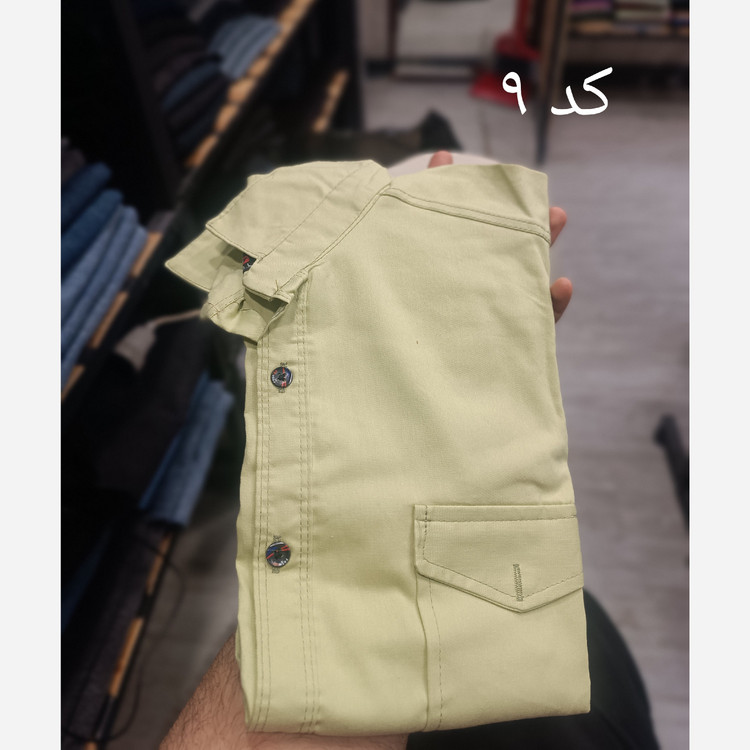 پیراهن کتان مردانه دو جیب آستین بلند قواره آزاد