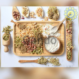 هفت جوانه (پروتئین ساز و سرشار از آنتی اکسیدان-منیزیم- آهن-کلسیم و ویتامینها )