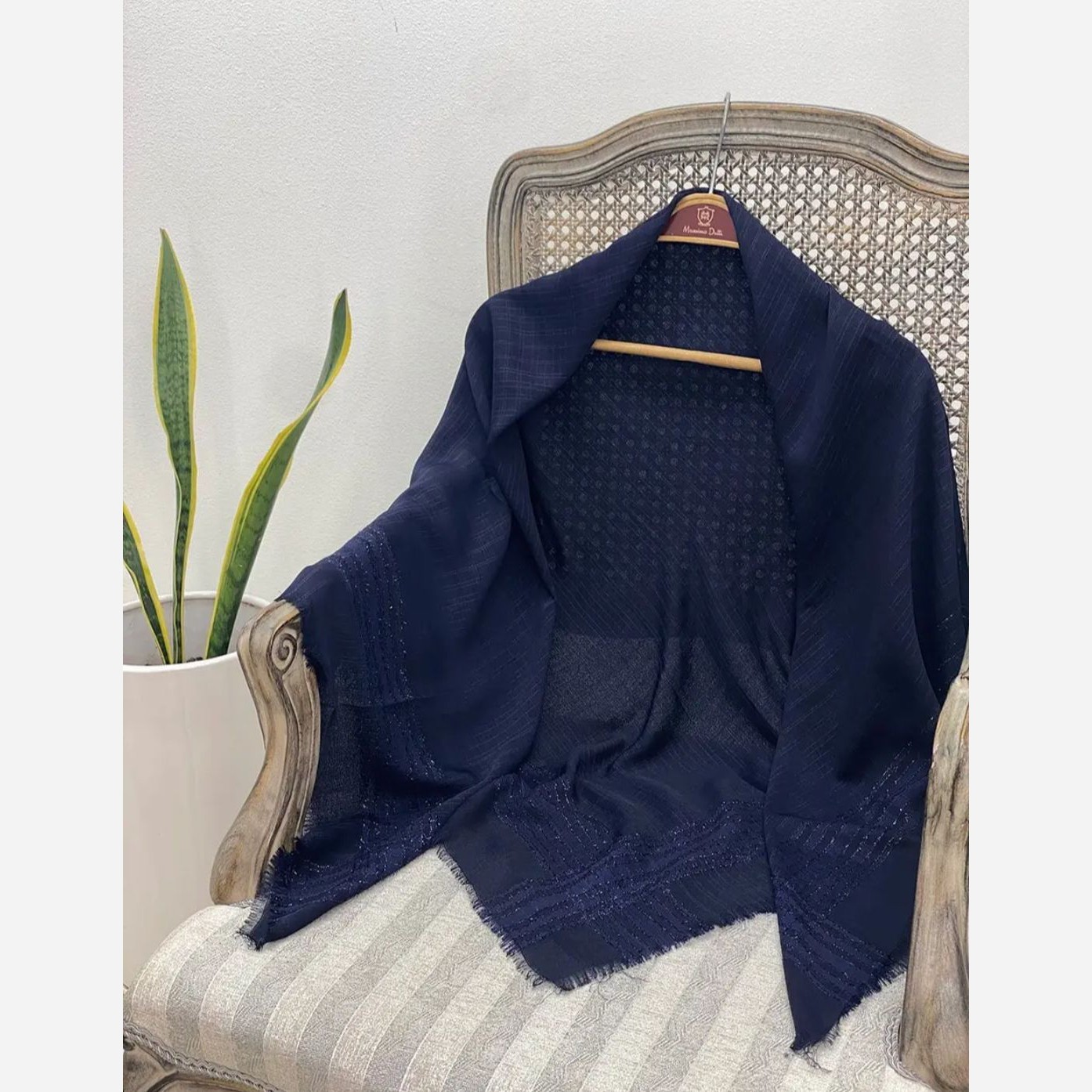 روسری نخی لینن قواره بلند لمه دار