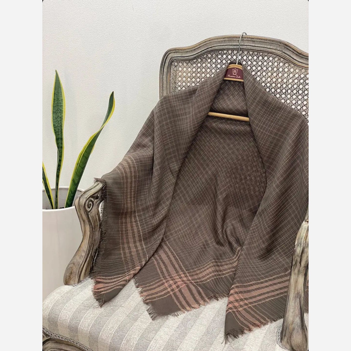 روسری نخی لینن قواره بلند لمه دار