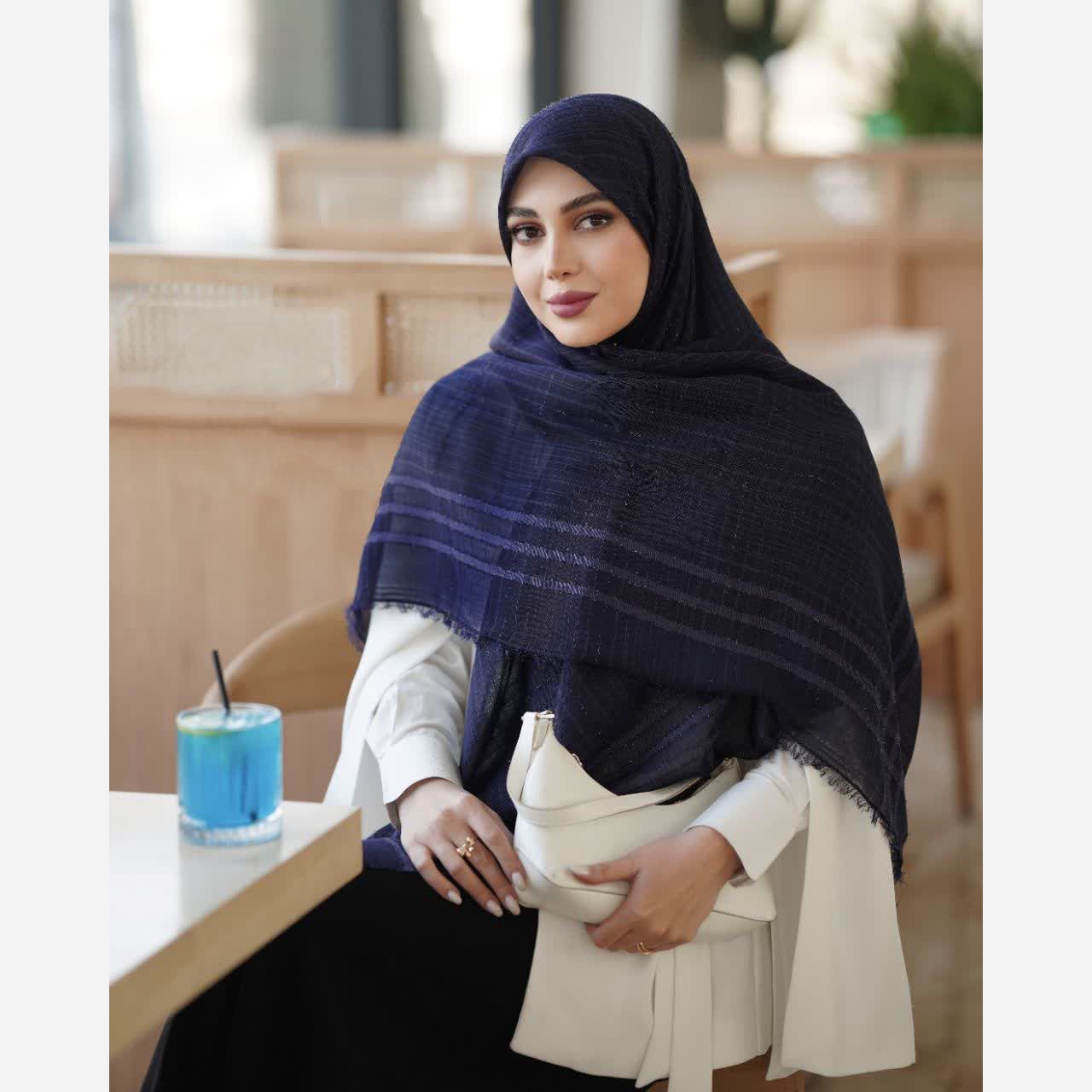 روسری نخی لینن قواره بلند لمه دار