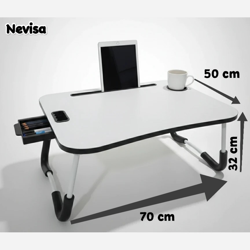 میز تحریر تاشو MDF (70در50)سفید وایت بردی ارتفاع32 cm