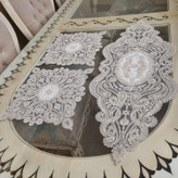 رومیزی 3 تکه جلومبلی و عسلی دانتل طرح ترک مدل آنتیک جدید