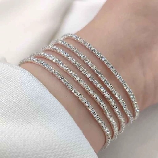 دستبند تنیسی کشی نقره ای دخترانه