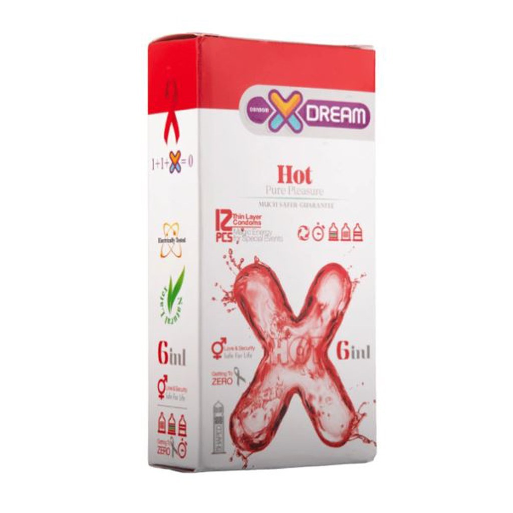 کاندوم تنگ کننده و گرم کننده و تاخیری هات ایکس دریم XDream Hot بسته 12 عددی