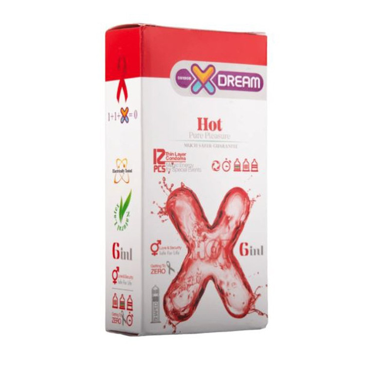 کاندوم تنگ کننده و گرم کننده و تاخیری هات ایکس دریم XDream Hot بسته 12 عددی