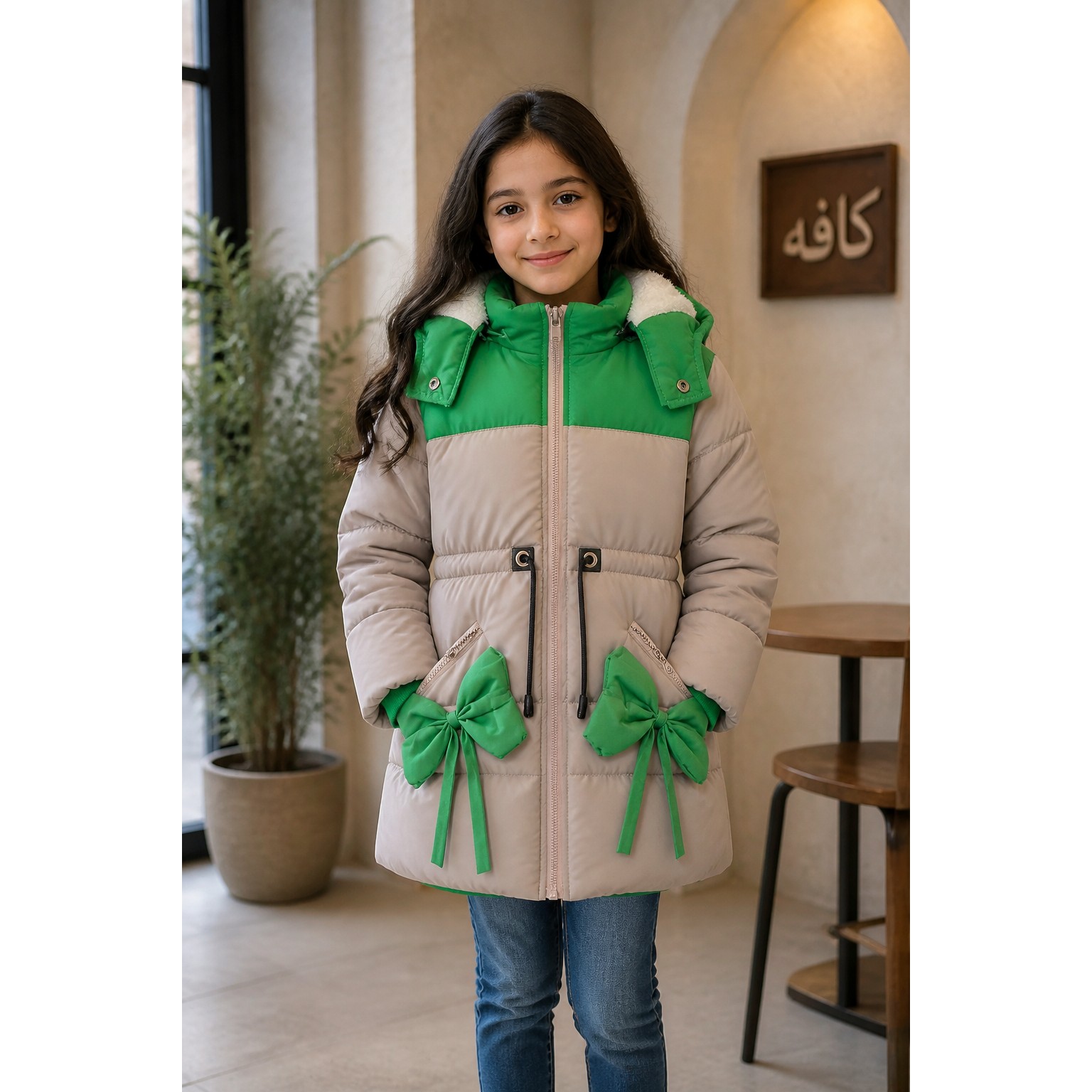 کاپشن دخترانه مدل پاپیونی