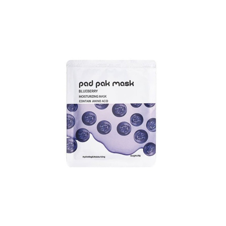 ماسک صورت ورقه ای پد پاک pad pak مدل بلوبری blueberry