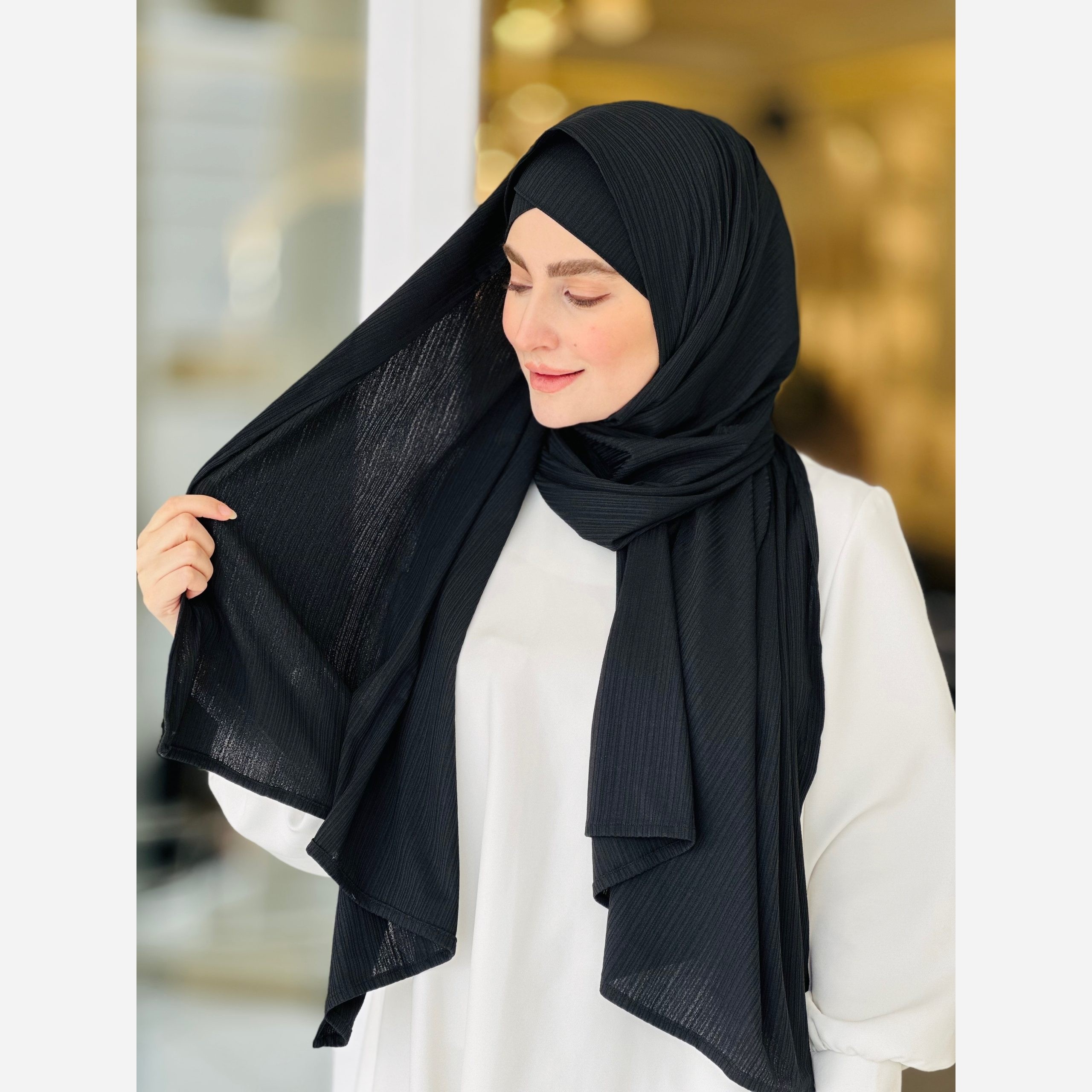 شال کشی کویتی نگین دار ماهور رنگ مشکی