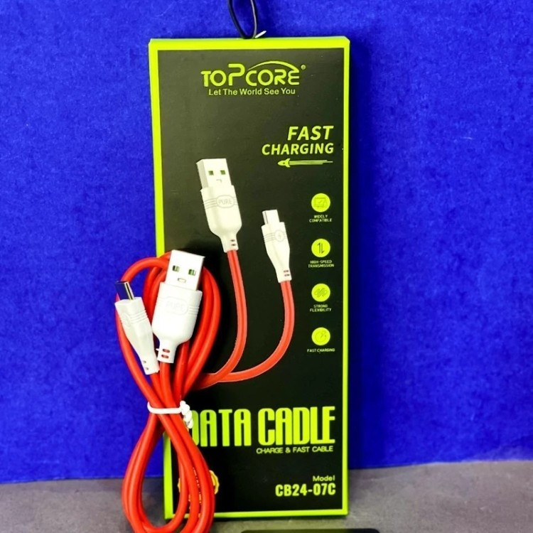 کابل شارژر تایپ C فست شارژ ، مارک TOP CORE ، قابلیت انتقال دیتا ، کابل شارژ اورجینال