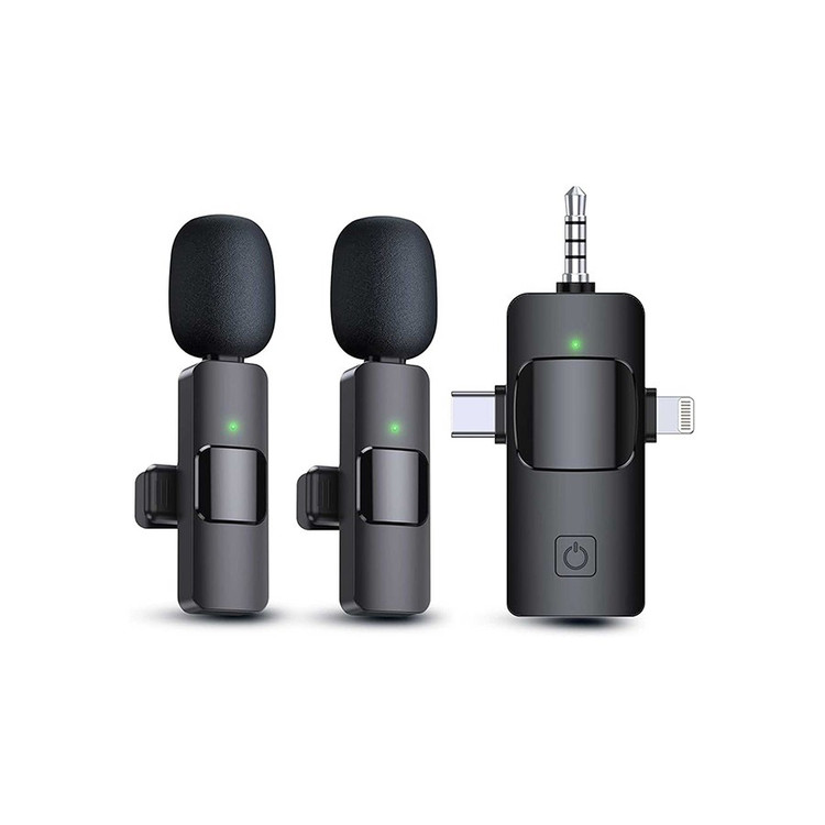 میکروفون یقه ای بیسیم مدل k15 دو کاربر ( مناسب تولید محتوا و استفاده برای موبایل و دوربین های مختلف ...)
