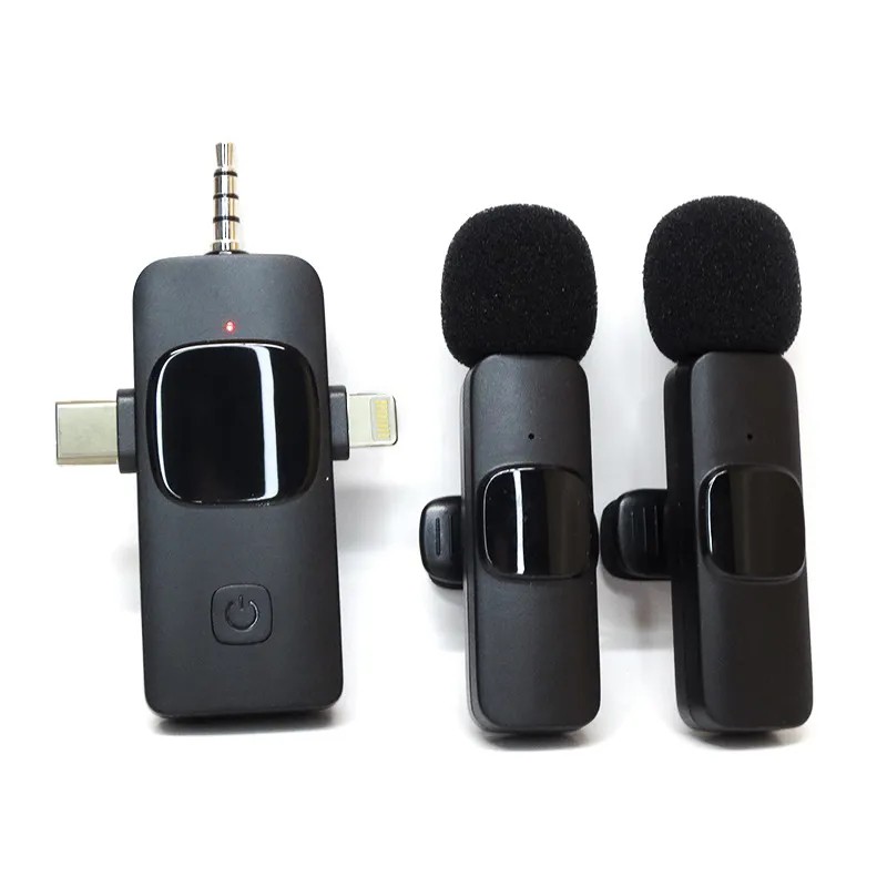 میکروفون یقه ای بیسیم مدل k15 دو کاربر ( مناسب تولید محتوا و استفاده برای موبایل و دوربین های مختلف ...)