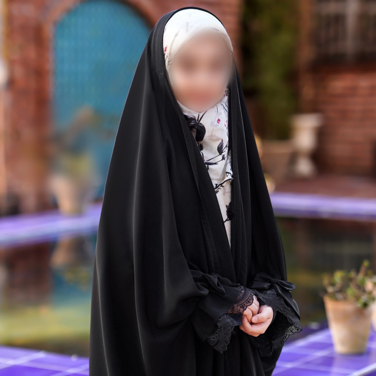 چادر مشکی عبا جده مدل ترنم * آستین تور دانتل و پاپیون * چادر عبایی عربی اصیل چادر مشکی مچ دار هدیه روز زن . لباس محرمی