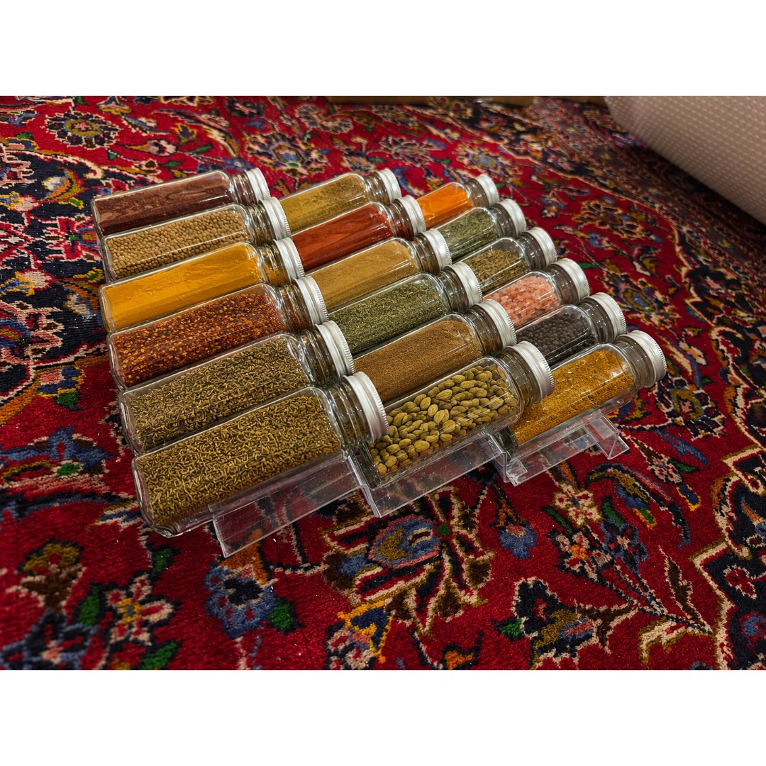 پک جا ادویه مک کارتی 14 سانتی 18 عددی با لیبل هدیه استند کشو و نمک پاش