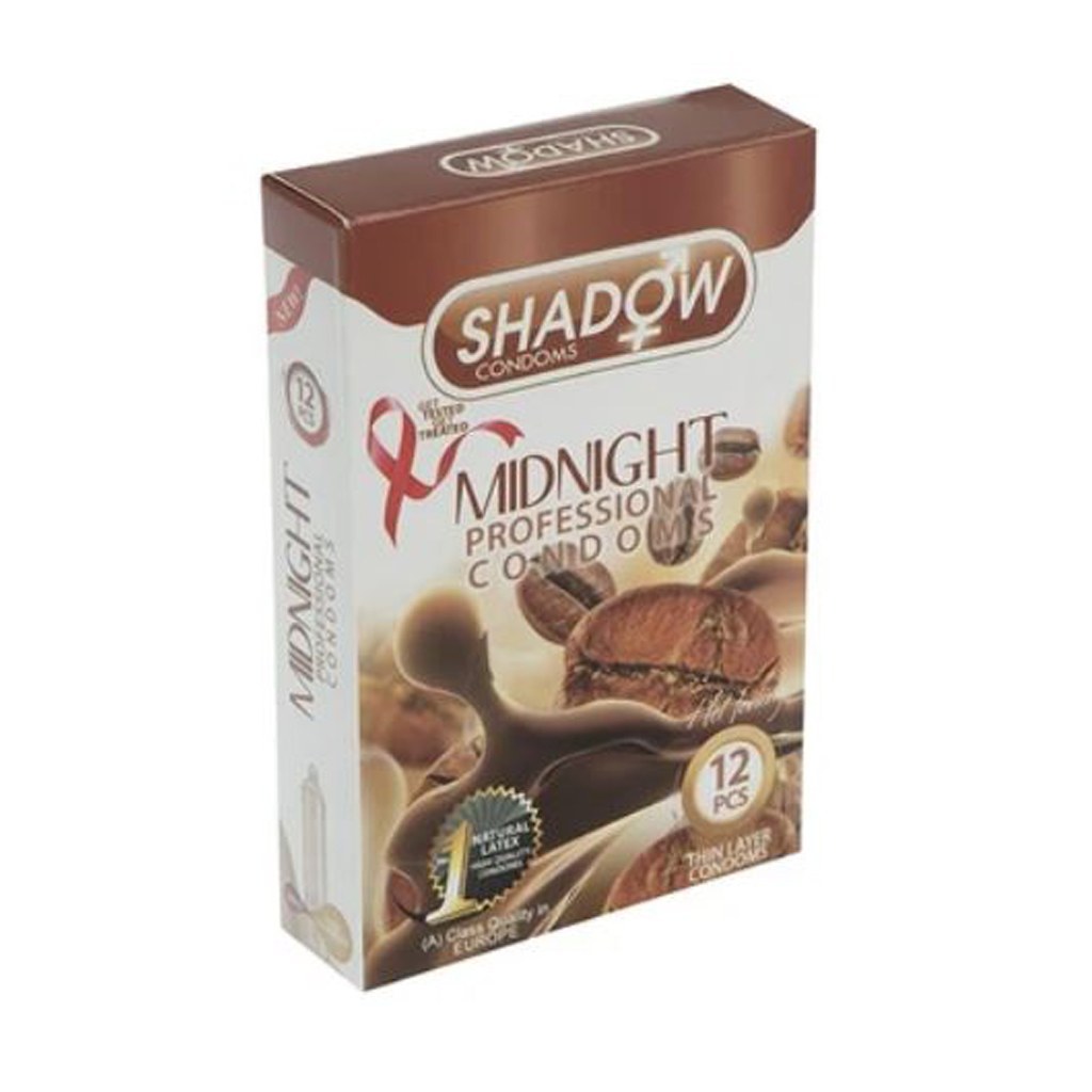 کاندوم خاردار و تاخیری قهوه شادو SHADOW MIDNIGHT بسته 12 عدد