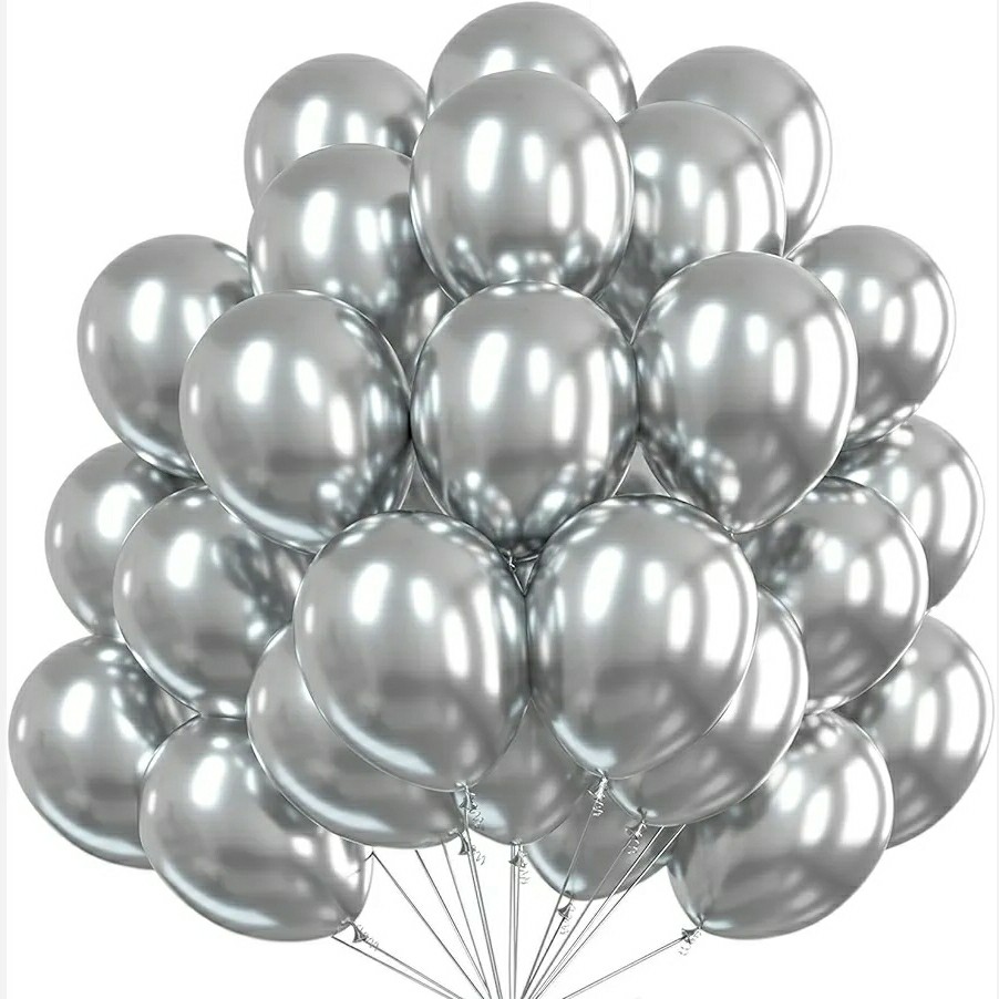 بادکنک کروم نقره ای - بادکنک لاتکس کروم نقره ای - 12 اینچ سایز استاندارد