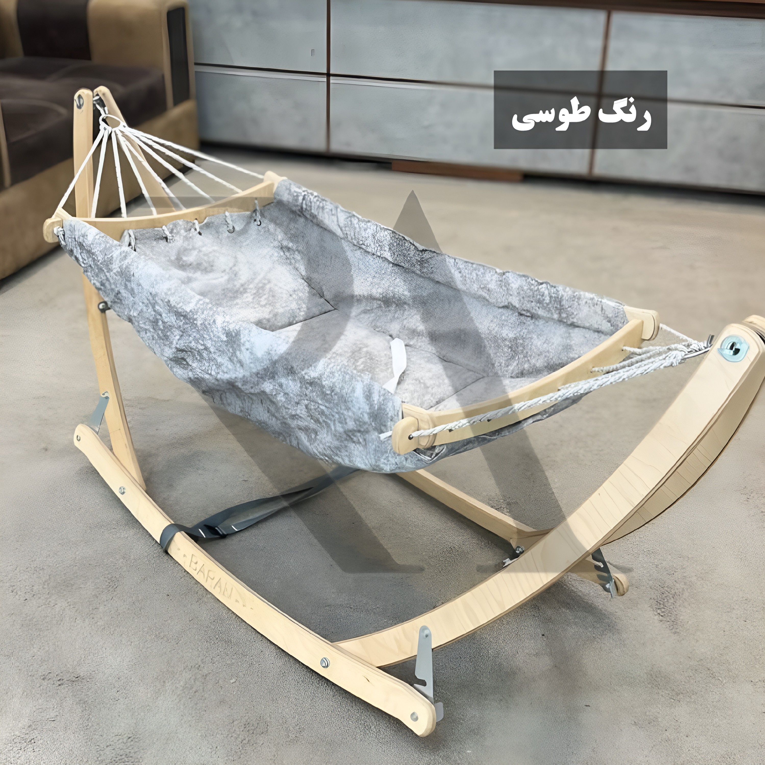 گهواره ننویی ستنی بانوج 8 طنابه با (قابلیت تنطیم شیب)ضد رفلاکس و کاور حمل(چوب 18 میل پلای وود روسی)