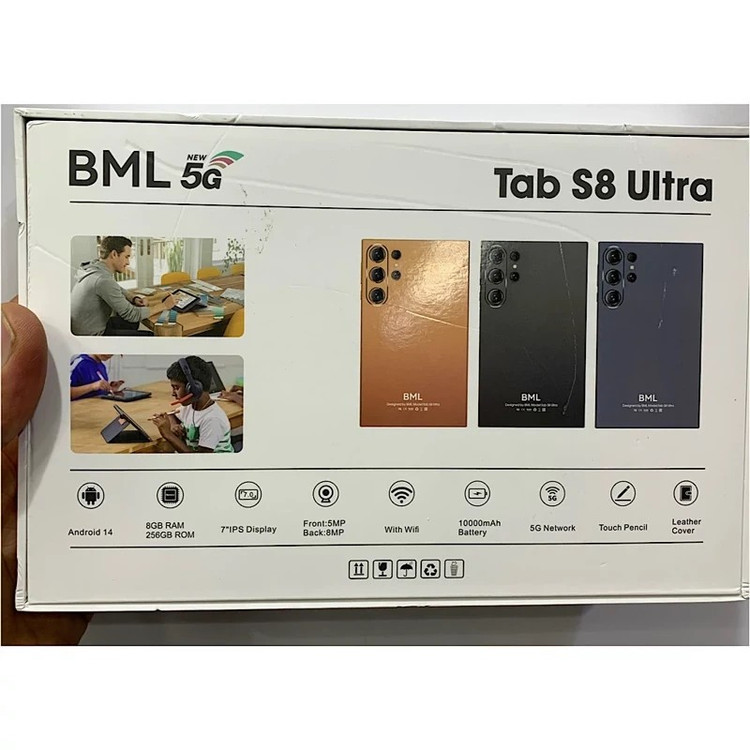 تبلت سیم کارت خور بی ام ال (BML) مدل AI PAD Tab S8 Ultra حافظه 256 گیگابایت رم 8 گیگ اندروید 14 پکیج کامل لوازم جانبی