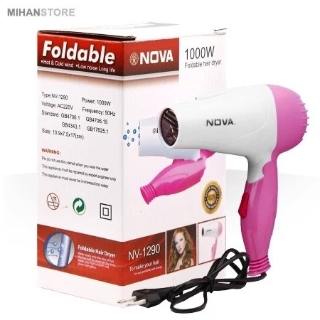سشوار مسافرتی نوا اورجینال مدل NV-1290 تاشو 1000 وات