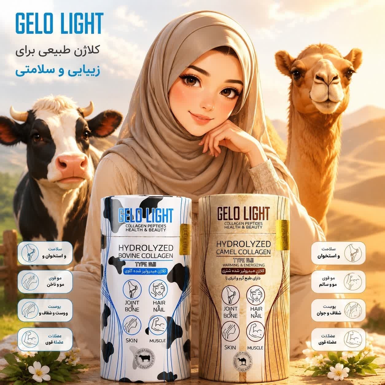 کلاژن شتری گاوی پودر خوراکی با مجوز سیب سلامت مکمل غذایی