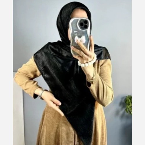 روسری کوپرا ابریشم واکسی مشکی قواره متوسط (شامل هدیه)
