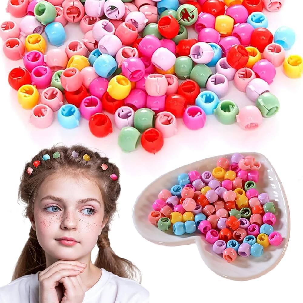 مهره مو رنگی وارداتی یک بسته 10 عددی در چهارطرح ستاره،قلب، گل، گرد.