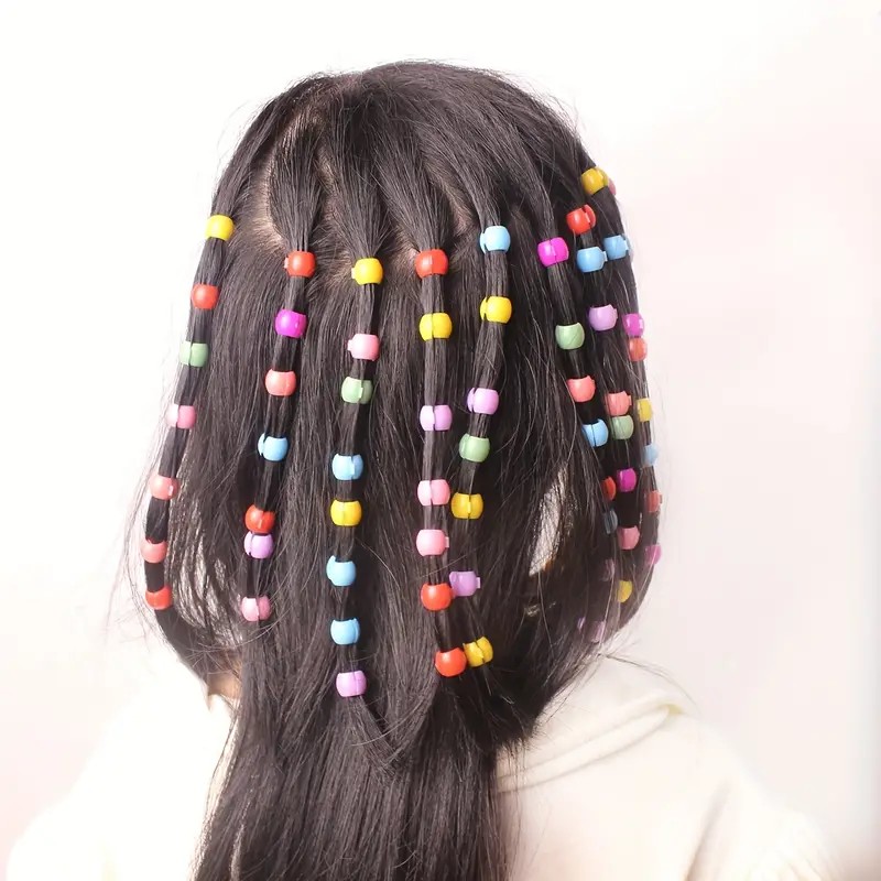 مهره مو رنگی وارداتی یک بسته 10 عددی در چهارطرح ستاره،قلب، گل، گرد.