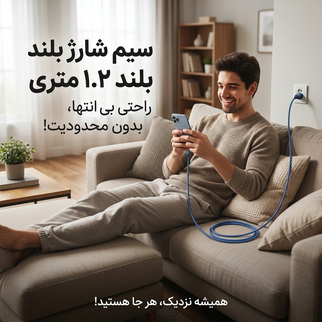 سیم شارژر تایپ سی type c پاورفست 1.2 متر ارسال رایگان