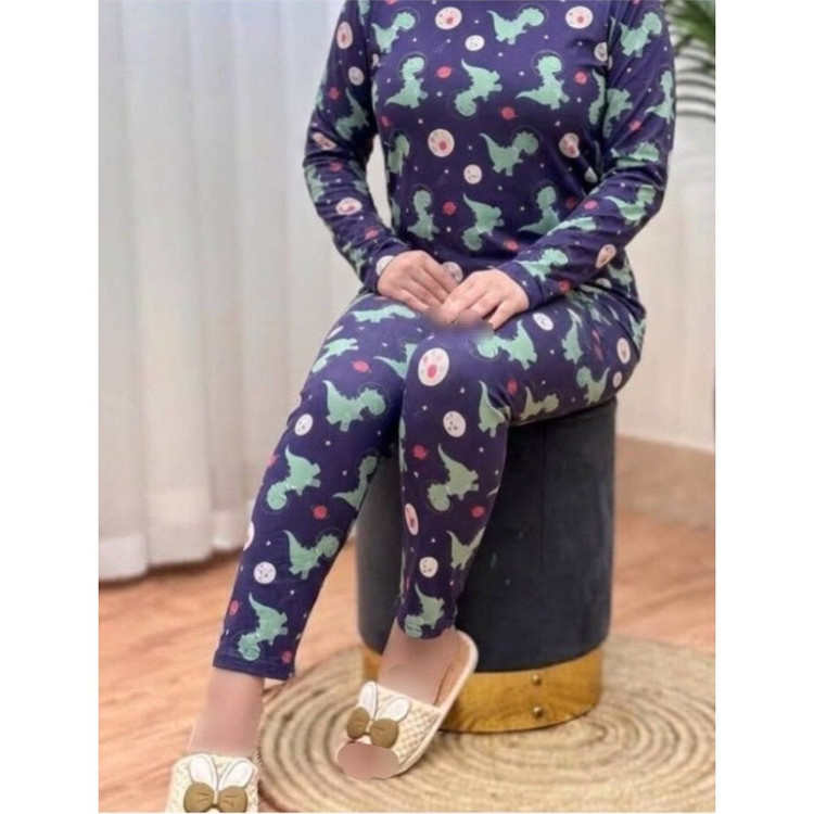 ست بلوز آستین بلند و شلوار گیاهی راحتی زنانه فری سایز