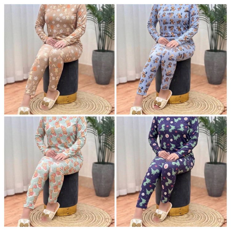 ست بلوز آستین بلند و شلوار گیاهی راحتی زنانه فری سایز