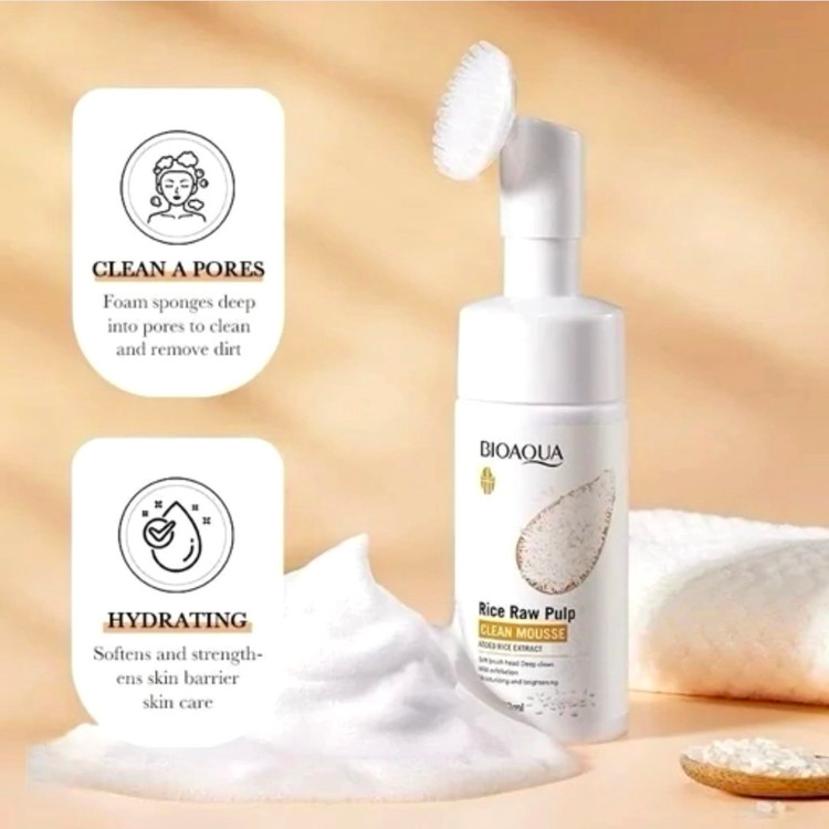 فوم شستشوی صورت برنج بیوآکوا 150میل - براش دار BIOAQUA فوم برنج