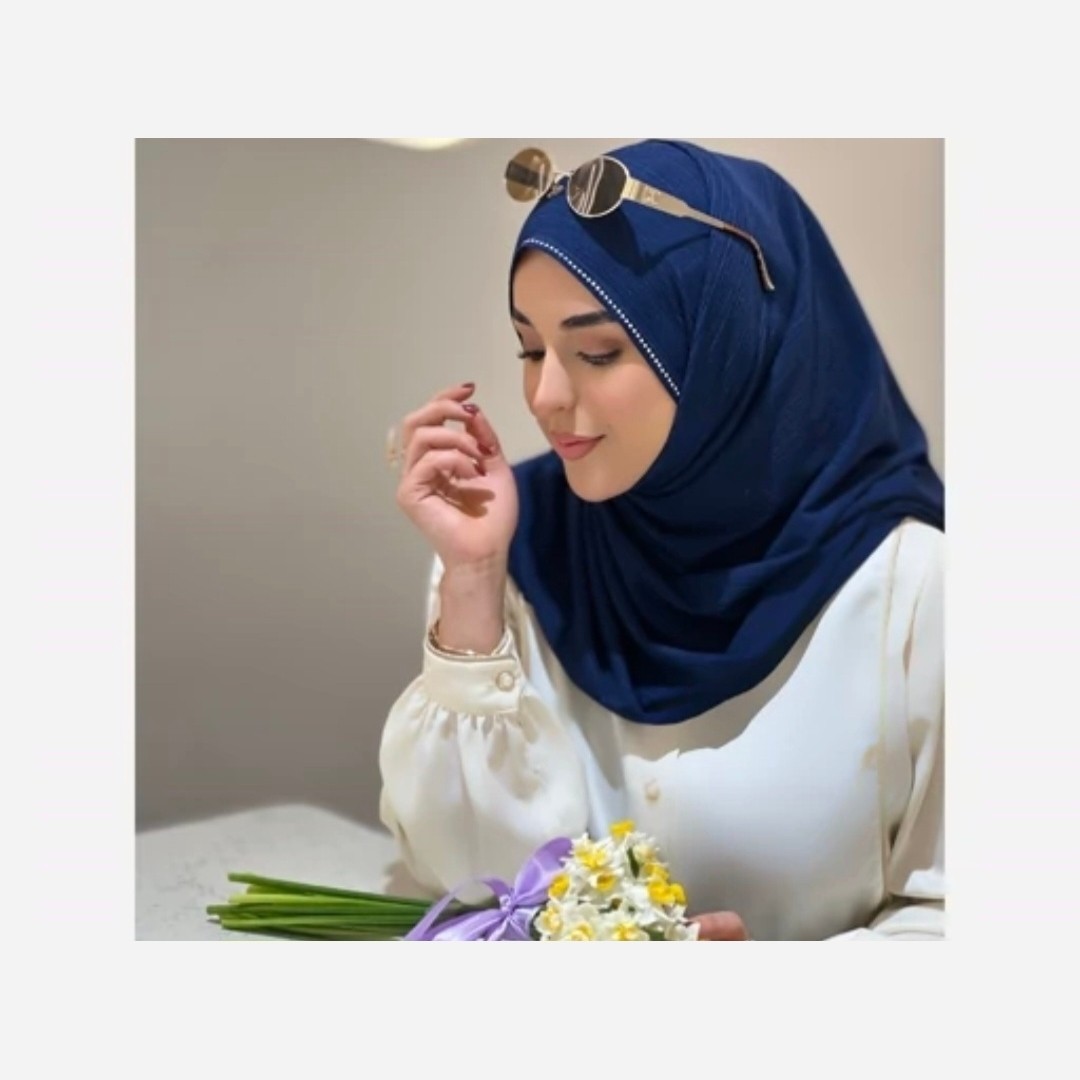 شال کشی کویتی نگین دار رنگ سرمه ای