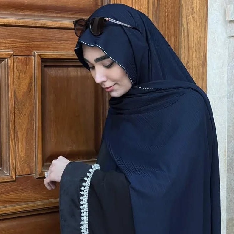 شال کشی کویتی نگین دار رنگ سرمه ای