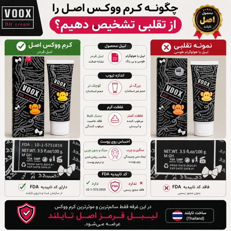 کرم ووکس وارداتی لیبل قرمز تضمین اصالت سفیدکننده بدن