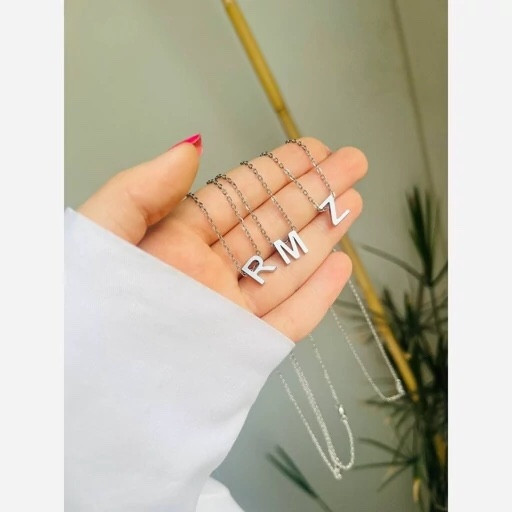 گردنبند حروف سه بعدی طلایی و نقره ای