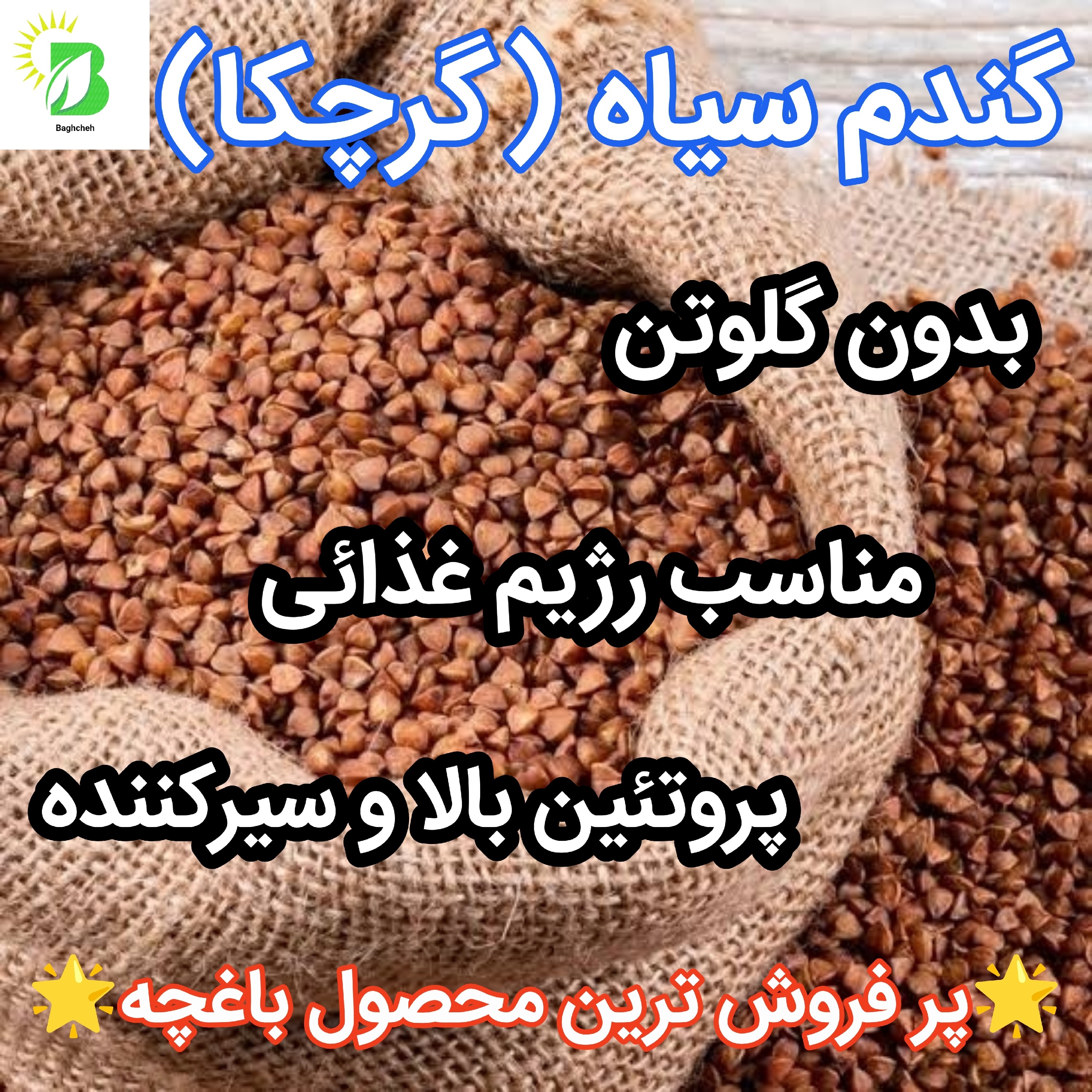 گندم سیاه (گرچکا یا باکویت) اصل روسیه 1 کیلویی / بدون گلوتن / مناسب رژیم و ورزش