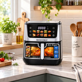 سرخکن بدون روغن سیلور کرست 16 لیتری دو المنت مدل SC-6090DG با پنجره شیشهای، منوی لمسی و توان 6500 وات