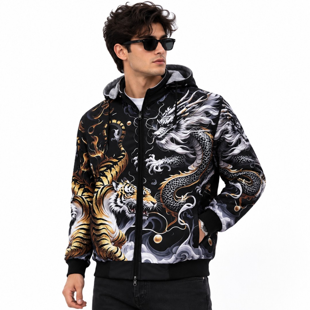 سویشرت دورویه مردانه طرح اژدها dragon کد 13