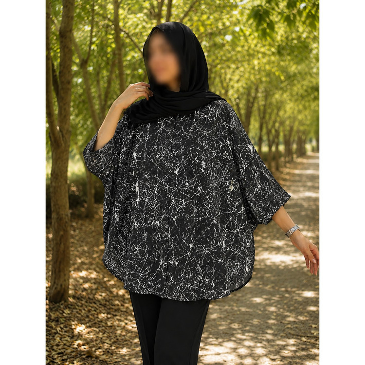 شومیز پانچو زنانه نخی طرحدار شیک و خنک مدل آزاد