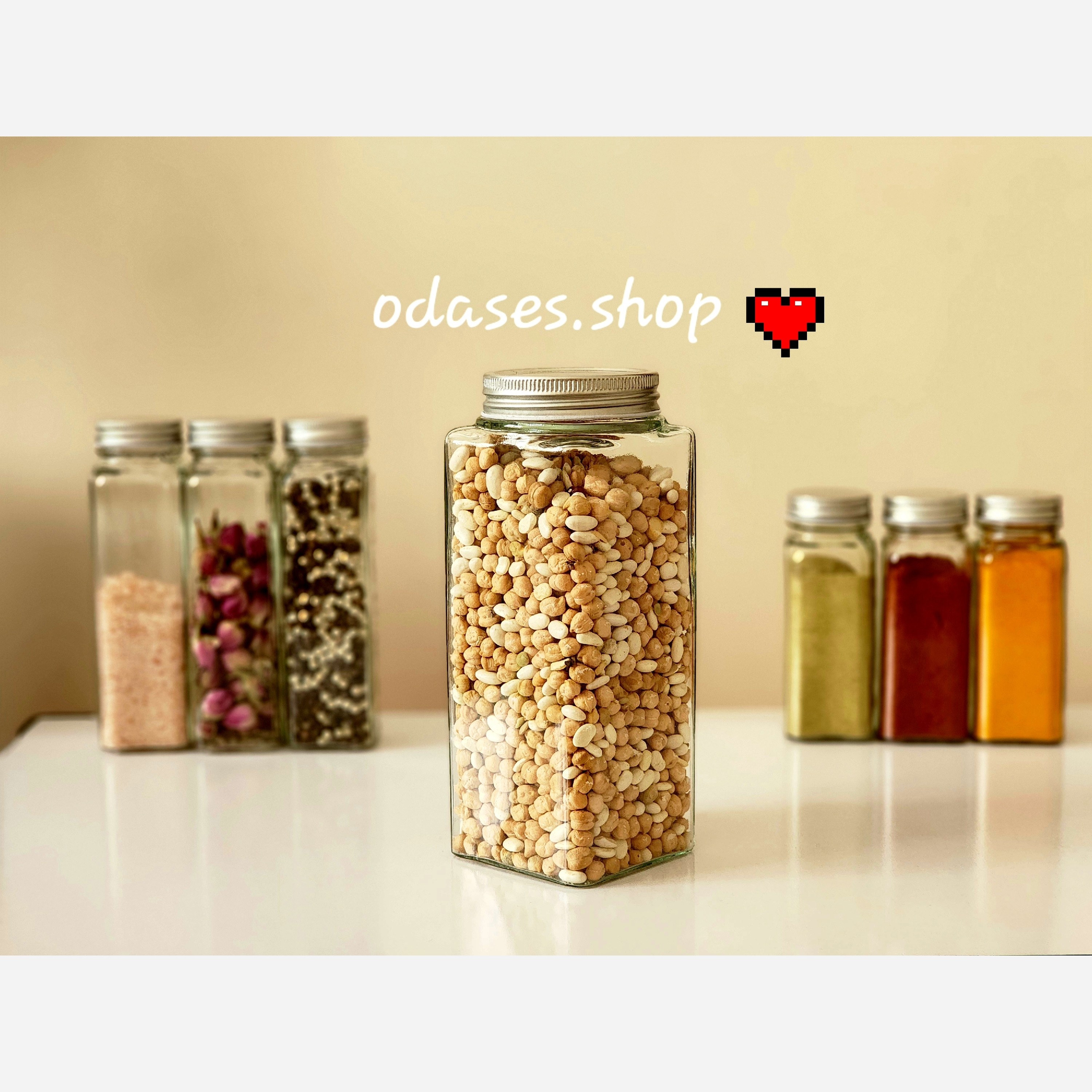 شیشه حبوبات 20 سانتی اوداسس شاپ(بانکه حبوبات)