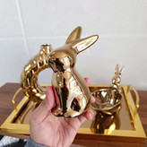دکوری خرگوش فانتزی طلایی کادویی مجسمه
