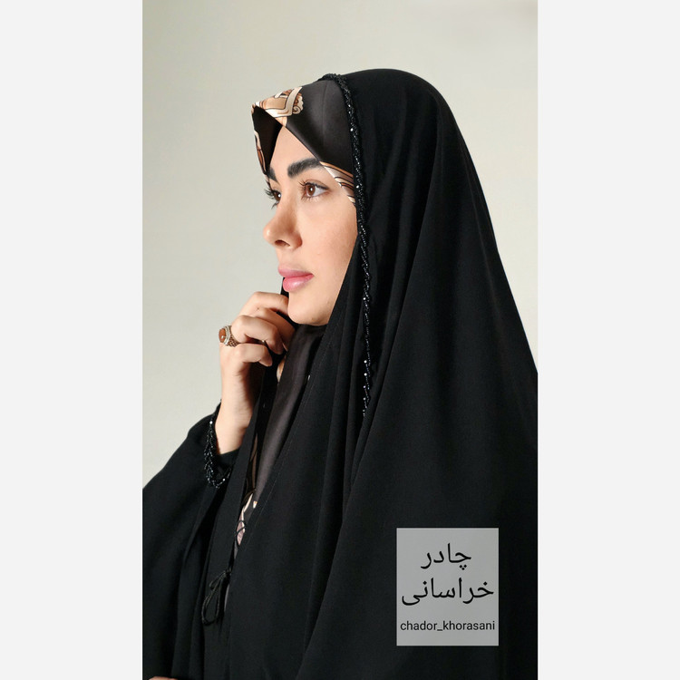 چادر مشکی عربی جده جواهردوزی کرپ درجه یک لاکچری (حریر اسود) و رویال